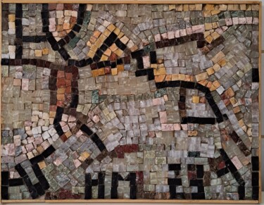 Sculpture titled "Improvisation" by Houda Moussa, Original Artwork, Mosaic Mounted on Wood Panel