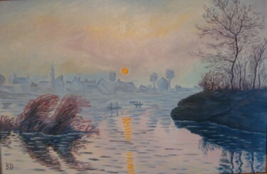 "SOLEIL COUCHANT SUR…" başlıklı Tablo Bertrand Delogne tarafından, Orijinal sanat, Petrol Ahşap Sedye çerçevesi üzerine mont…