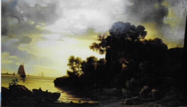 Riproduzione da scuola olandese Pittura intitolato "Riproduzione da scu…" da Ciro Cacace, Opera d'arte originale, Olio Montato su Telaio per barella in legno
