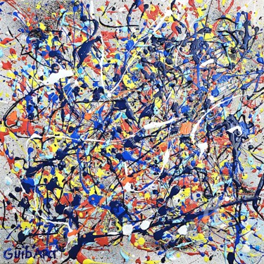 Schilderij getiteld "Cosmos 2 blanc bleu…" door Jerome Guibert, Origineel Kunstwerk, Acryl