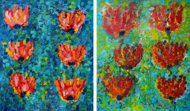 Peinture intitulée "Souvent et Corail" par Jean Mirre, Œuvre d'art originale, Huile Monté sur Châssis en bois