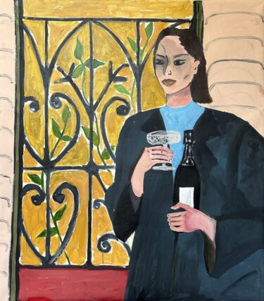 Painting titled "Day of Confessions" by Roxana Khonkulova, Original Artwork, Acrylic Mounted on Wood Stretcher frame