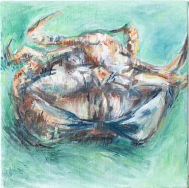 绘画 标题为“étude n°3 "le crabe…” 由Myriam Fauglas, 原创艺术品, 油 安装在木质担架架上
