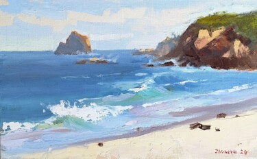 绘画 标题为“Surfbeach” 由Marina Zhukova, 原创艺术品, 油 安装在木质担架架上