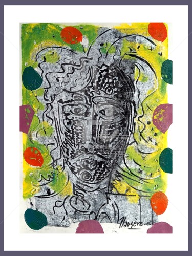 "Portrait en novembre" başlıklı Baskıresim Christophe Flaugère tarafından, Orijinal sanat, Linocut