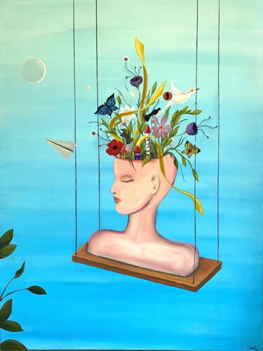 Schilderij getiteld "Effervescence" door Cezed, Origineel Kunstwerk, Acryl Gemonteerd op Frame voor houten brancard