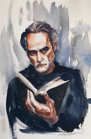绘画 标题为“Man with a book” 由Daria Kamishanova, 原创艺术品, 水彩