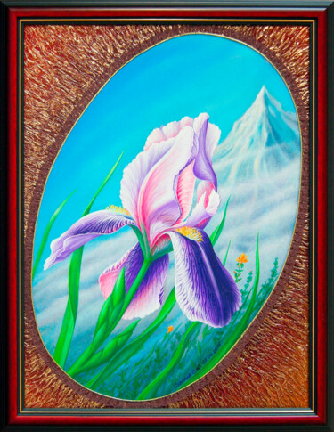 Painting titled ""Ирис"" by Sergey Suvorov, Original Artwork, Acrylic Mounted on Wood Stretcher frame
