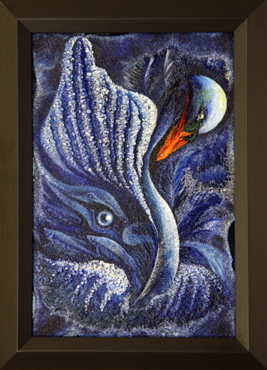«НОЧЬ ИСКРИТ ТРЕВОЖНЫМ СВЕТОМ В ЧУДНО СМЁРЗШЕМСЯ ОКНЕ» Painting titled "«НОЧЬ ИСКРИТ ТРЕВОЖ…" by Sergey Suvorov, Original Artwork, Oil Mounted on Wood Stretcher frame