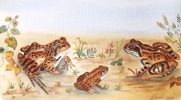 绘画 标题为“grenouilles rousses…” 由Patricia Giroldini Hyvernat, 原创艺术品, 水彩