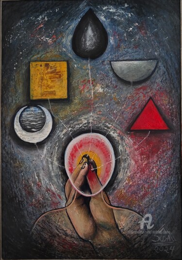 Painting titled "Balancing elements" by Suddha Sama, Original Artwork, Acrylic