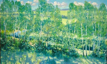 Pittura intitolato "Земля моя" da Vitalij Valsamaki, Opera d'arte originale, Olio Montato su Telaio per barella in legno