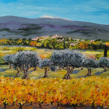 Painting titled "Au pied du Ventoux 2" by Ewa Rey, Original Artwork, Acrylic