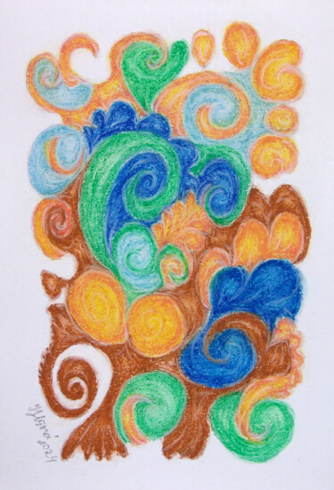 Rysunek zatytułowany „Happy Forest” autorstwa Konchedras, Oryginalna praca, Pastel Zamontowany na Karton