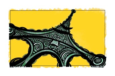 Dibujo titulada "Les Racines du Ciel…" por Christian Vanwambeke, Obra de arte original, Tinta Montado en Cartulina