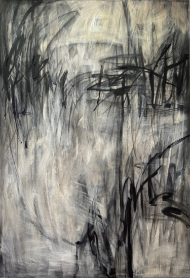 Painting titled "Shadows in Motion" by Anastasiia Krykun, Original Artwork, Acrylic Mounted on Wood Stretcher frame