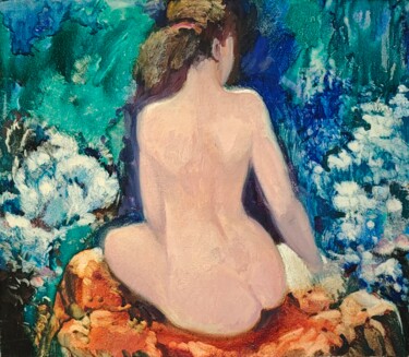 Pittura intitolato "Купальщица" da Vitalij Valsamaki, Opera d'arte originale, Olio Montato su Cartone