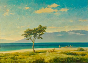 Pittura intitolato "Байкал. Баргузински…" da Vitalij Valsamaki, Opera d'arte originale, Olio Montato su Telaio per barella i…