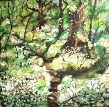 Painting titled "In the forest" by Ewa Mościszko, Original Artwork, Acrylic