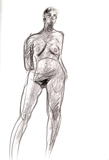 Dessin intitulée "Grand nu" par Dominique Leblanc, Œuvre d'art originale, Crayon