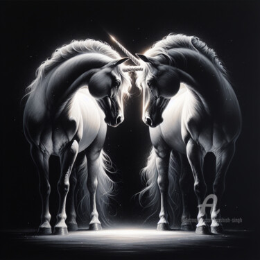 Digital Arts titled "Celestial Guardians" by Aashish Singh, Original Artwork, Digital Painting