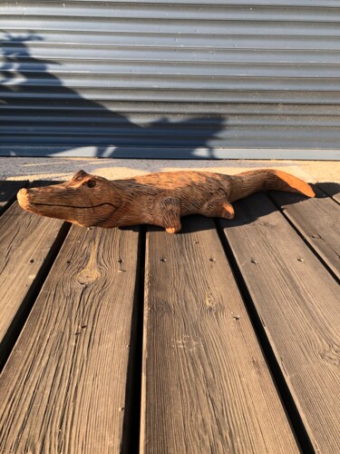 Sculptuur getiteld "Sculpture Crocodile…" door Gabin Cortier, Origineel Kunstwerk, Hout
