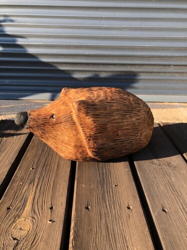 "Sculpture Hérisson…" başlıklı Heykel Gabin Cortier tarafından, Orijinal sanat, Ahşap