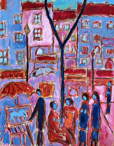 Peinture intitulée "Dimanche à Paris" par Jean Mirre, Œuvre d'art originale, Huile