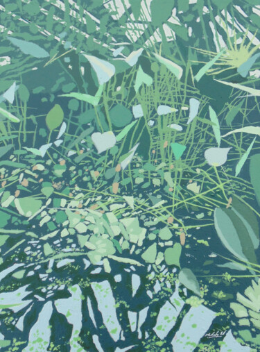 Painting titled "The Pond Room" by Malc, Original Artwork, Acrylic Mounted on Wood Stretcher frame