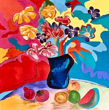 Pintura intitulada "Vaso com Flores III" por Pedro Paulo Silva Ribeiro, Obras de arte originais, Acrílico Montado em Armação…