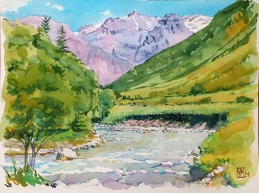 Peinture intitulée "Le Drac Noir à Prap…" par Yves, Œuvre d'art originale, Aquarelle