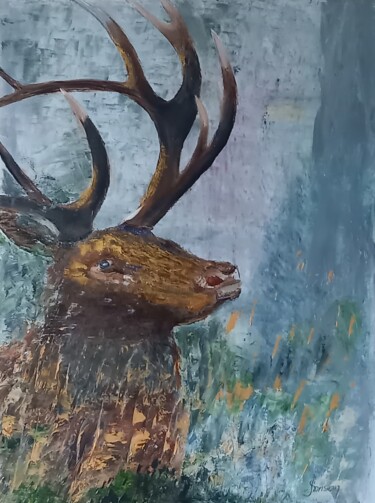 Painting titled "349 Sa Majesté" by Gilles Janson, Original Artwork, Oil