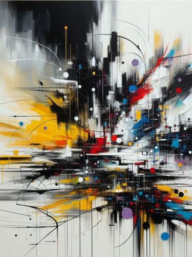 Painting titled "Explosive Synergie…" by Lee Eggstein, Original Artwork, Digital Print Mounted on Wood Stretcher frame