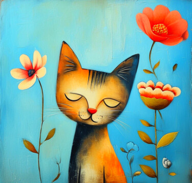 Arts numériques intitulée "chat beauté 4" par Dinem, Œuvre d'art originale, Image générée par l'IA