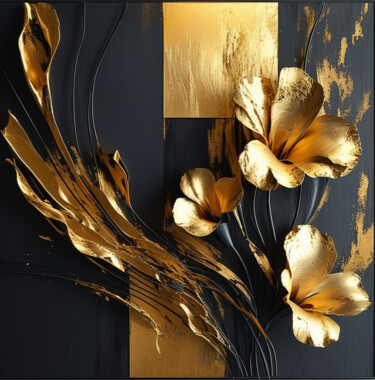 Arts numériques intitulée "gold to black 2" par Dinem, Œuvre d'art originale, Image générée par l'IA