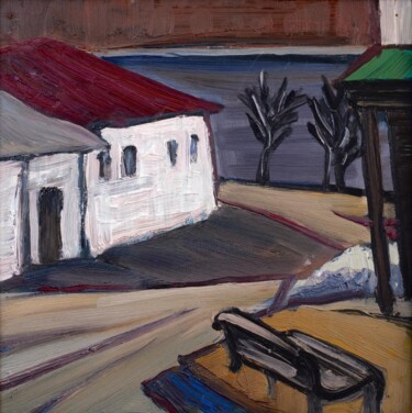 Peinture intitulée "Торговые ряды в Плё…" par Snezana Odnodvorceva, Œuvre d'art originale, Huile Monté sur Châssis en bois