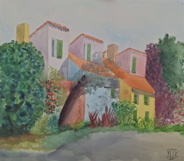 L'été à Mèze Peinture intitulée "L'été à Mèze" par Pascale Coutoux, Œuvre d'art originale, Aquarelle