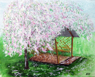 Картина под названием "A blooming garden.…" - Aleksandr Petelin, Подлинное произведение искусства, Акрил
