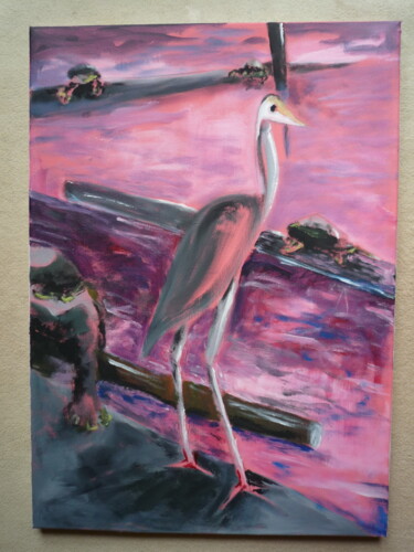 "Graureiher" başlıklı Tablo Harald Lange tarafından, Orijinal sanat, Akrilik