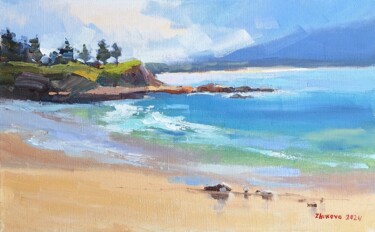绘画 标题为“Bermagui beach” 由Marina Zhukova, 原创艺术品, 油 安装在木质担架架上