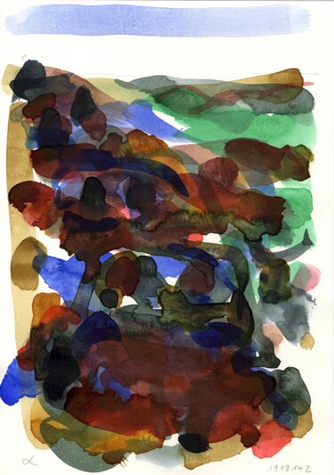 Auto/Selbster (190814b) Schilderij getiteld "Auto/Selbster (1908…" door Detlef Lemme (Farbenkugel), Origineel Kunstwerk, Aquarel