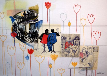 Painting titled "Fantasy with Flower…" by Rakhmet Redzhepov, Original Artwork, Watercolor