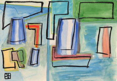Peinture intitulée "Abstraction 003" par François Rigler, Œuvre d'art originale, Tempera