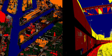 Vollack Innovative Industriearchitektur Nr.6 "RHEINHAFEN" 绘画 标题为“Vollack Innovative…” 由Lee Eggstein, 原创艺术品, 丙烯 安装在木质担架架上