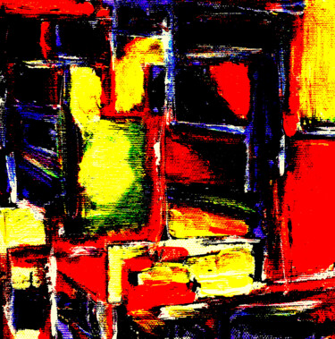 Painting titled "Stahlträger  dramfo…" by Lee Eggstein, Original Artwork, Digital Print Mounted on Wood Stretcher frame