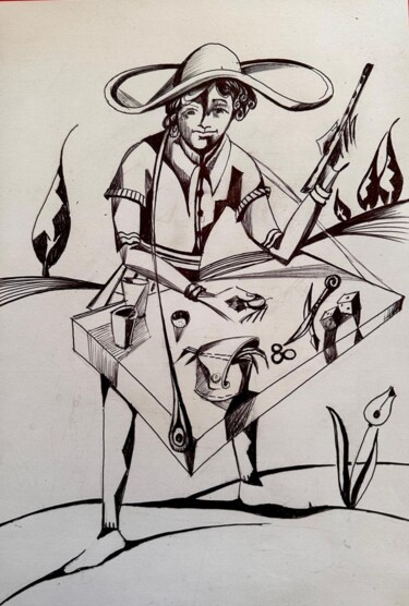 图画 标题为“O Mago” 由Policarpo Ribeiro, 原创艺术品, 铅笔
