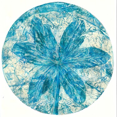 Collages titled "Blue Crystal Tulip" by Olga Boltenkova, Original Artwork, Acrylic