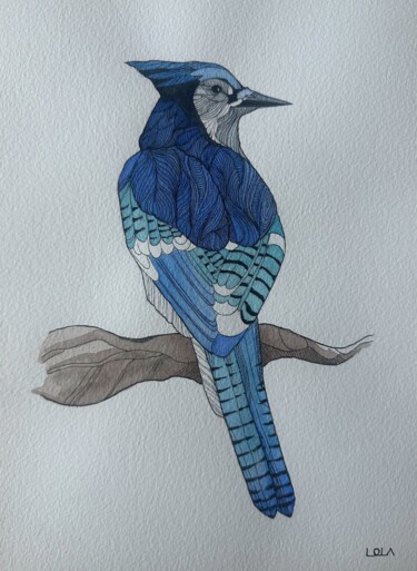 제목이 "Blue bird"인 미술작품 Lola로, 원작, 수채화