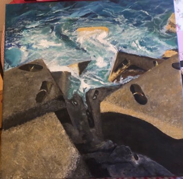 Peinture intitulée "Greve àTenerife" par Marie-Christine Thekal, Œuvre d'art originale, Acrylique Monté sur Châssis en bois