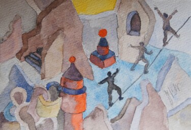 绘画 标题为“Les Funambules” 由Jérôme Fidon, 原创艺术品, 水彩